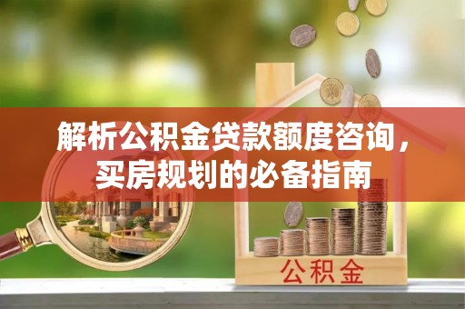 丰泽解析公积金贷款额度咨询，买房规划的必备指南