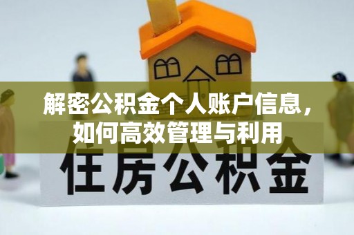 丰泽解密公积金个人账户信息，如何高效管理与利用
